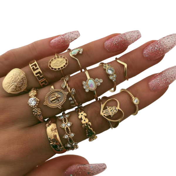 15 Piece Gold Ring Set