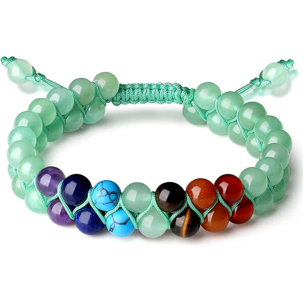 7 Chakra Healing Bracelet with Real Stones Gemstone Yoga Meditation Bracelets for Protection, Energy Healing