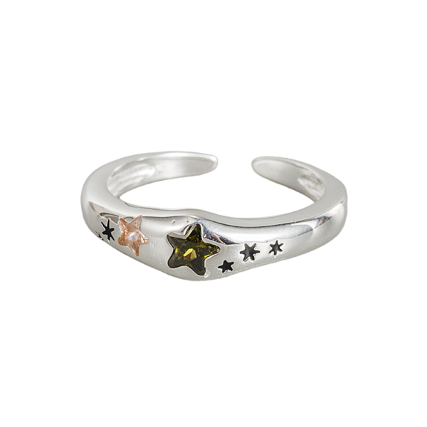 Engraved Star Ring Sterling Silver 925 Enamel Jewelry