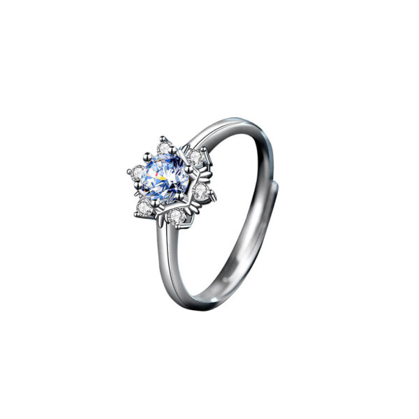 Snowflakes Diamond Ring with Sterling Silver Open Point Sizing