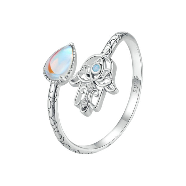 Hand of Fatima Ring Hamsa Hand Sterling Silver 925