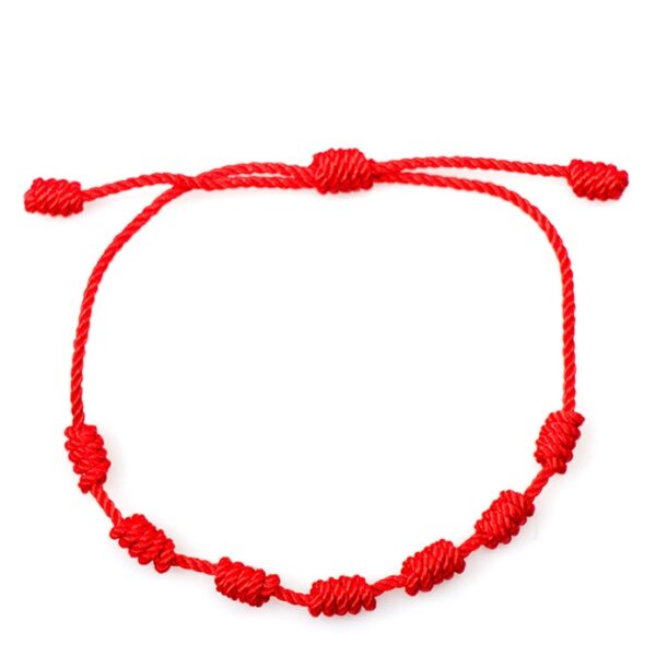 Red String Bracelet with 7 Knots